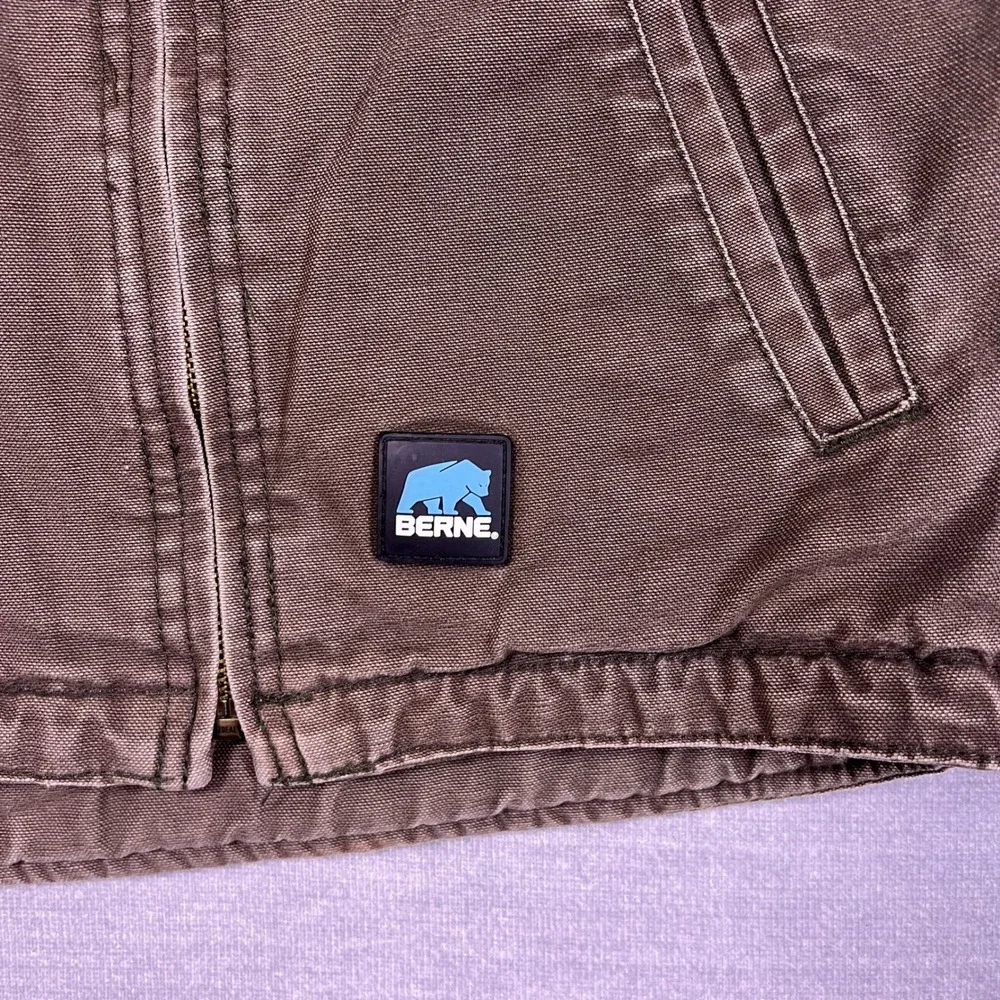 Berne Sherpa Lined Hooded Canvas Work Jacket Youth Small 7-8 Brown‎ Cotton